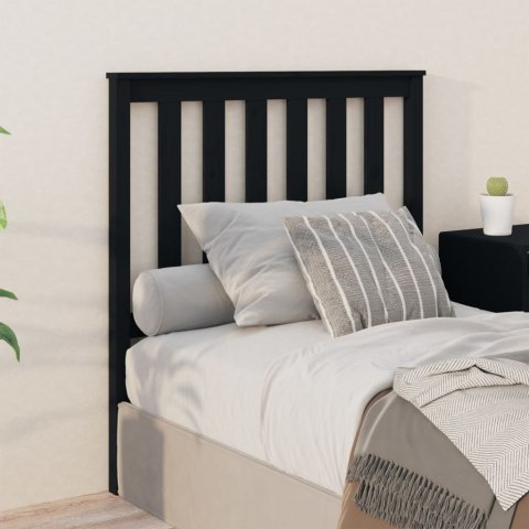 VidaXL Wezgłowie łóżka, czarne, 96x6x101 cm, lite drewno sosnowe