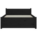 VidaXL Rama łóżka, czarna, lite drewno, 90 x 200 cm