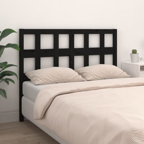 VidaXL Wezgłowie łóżka, czarne, 125,5x4x100 cm, lite drewno sosnowe