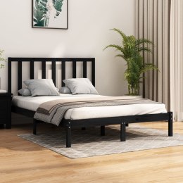 VidaXL Rama łóżka, czarna, lite drewno sosnowe, 120x190 cm, podwójna