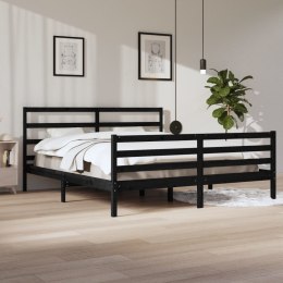 VidaXL Rama łóżka, czarna, lite drewno sosnowe, 200 x 200 cm
