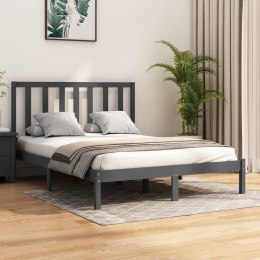 VidaXL Rama łóżka, szara, lite drewno sosnowe, 135x190 cm, podwójna