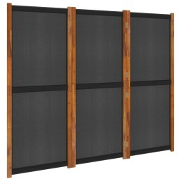 VidaXL Parawan 3-panelowy, czarny, 210 x 180 cm
