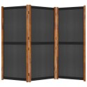 VidaXL Parawan 3-panelowy, czarny, 210 x 180 cm