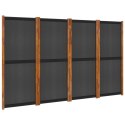 VidaXL Parawan 4-panelowy, czarny, 280 x 180 cm