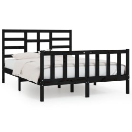 VidaXL Rama łóżka, czarna, lite drewno, 150x200 cm