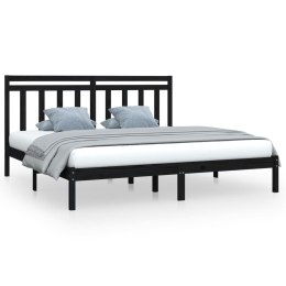 VidaXL Rama łóżka, czarna, lite drewno, 200 x 200 cm