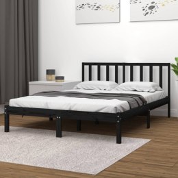 VidaXL Rama łóżka, czarna, lite drewno sosnowe, 135x190 cm, podwójna