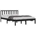 VidaXL Rama łóżka, czarna, lite drewno sosnowe, 140x190 cm