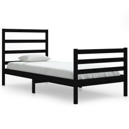 VidaXL Rama łóżka, czarna, lite drewno sosnowe, 90x200 cm