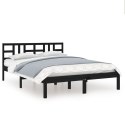 VidaXL Rama łóżka, czarna, lite drewno, 120x190 cm, podwójna