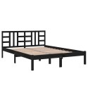 VidaXL Rama łóżka, czarna, lite drewno, 135x190 cm, podwójna