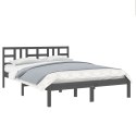 VidaXL Rama łóżka, szara, lite drewno, 140x190 cm