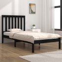 VidaXL Rama łóżka, czarna, lite drewno sosnowe, 90x190 cm, pojedyncza