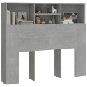 VidaXL Wezgłowie łóżka z półkami, szarość betonu, 120x19x103,5 cm