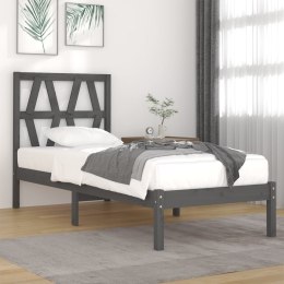 VidaXL Rama łóżka, szara, lite drewno sosnowe, 90 x 200 cm