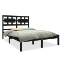 VidaXL Rama łóżka, czarna, lite drewno, 140x190 cm