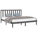 VidaXL Rama łóżka, szara, lite drewno, 180x200 cm