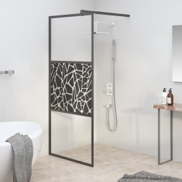 VidaXL Ścianka prysznicowa, 80x195 cm, szkło ESG, wzór kamieni, czarny