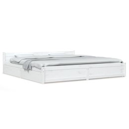 VidaXL Rama łóżka z szufladami, biała, 200x200 cm