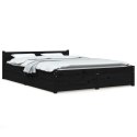 VidaXL Rama łóżka z szufladami, czarna, 135x190 cm