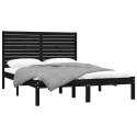 VidaXL Rama łóżka, czarna, lite drewno, 160 x 200 cm