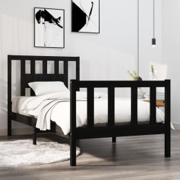 VidaXL Rama łóżka, czarna, lite drewno, 90x190 cm, pojedyncza