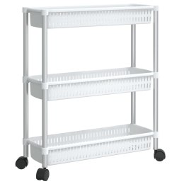 VidaXL Wózek do przechowywania z 3 półkami, srebrno-biały, aluminiowy