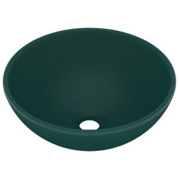 VidaXL Okrągła umywalka łazienkowa, matowa ciemnozielona, 32,5 x 14 cm
