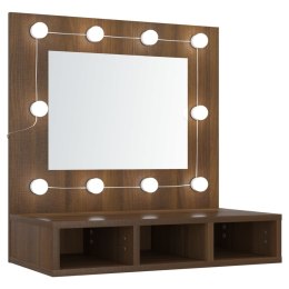 VidaXL Szafka z lustrem i oświetleniem LED, brązowy dąb, 60x31,5x62 cm