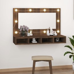 VidaXL Szafka z lustrem i oświetleniem LED, brązowy dąb, 90x31,5x62 cm