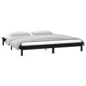 VidaXL Rama łóżka z LED, czarna, 160x200 cm, lite drewno