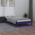 VidaXL Rama łóżka z LED, szara, 75x190 cm, pojedyncza, lite drewno