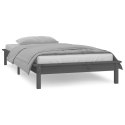 VidaXL Rama łóżka z LED, szara, 75x190 cm, pojedyncza, lite drewno