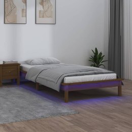 VidaXL Rama łóżka z LED, miodowy brąz, 90x190 cm, lite drewno