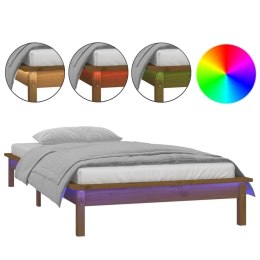 VidaXL Rama łóżka z LED, miodowy brąz, 90x190 cm, lite drewno