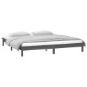 VidaXL Rama łóżka z LED, szara, 120x190 cm, podwójna, lite drewno