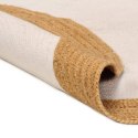 VidaXL Pleciony dywan, biało-naturalny, 150 cm, juta, bawełna, okrągły