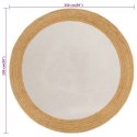 VidaXL Pleciony dywan, biało-naturalny, 150 cm, juta, bawełna, okrągły