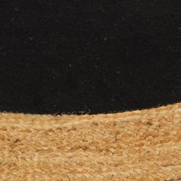 VidaXL Pleciony dywan, czarno-naturalny, 150cm, juta, bawełna, okrągły