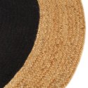 VidaXL Pleciony dywan, czarno-naturalny, 150cm, juta, bawełna, okrągły