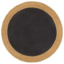 VidaXL Pleciony dywan, czarno-naturalny, 90 cm, juta, bawełna, okrągły