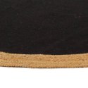 VidaXL Pleciony dywan, czarno-naturalny, 90 cm, juta, bawełna, okrągły