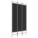 VidaXL Parawan 3-panelowy, czarny, 120x220 cm, tkanina