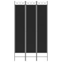 VidaXL Parawan 3-panelowy, czarny, 120x220 cm, tkanina