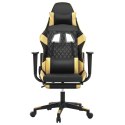 VidaXL Masujący fotel gamingowy z podnóżkiem, czarno-złoty