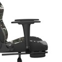 VidaXL Masujący fotel gamingowy z podnóżkiem, czarny i moro