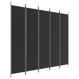VidaXL Parawan 5-panelowy, czarny, 250x220 cm, tkanina