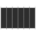 VidaXL Parawan 6-panelowy, czarny, 300x200 cm, tkanina