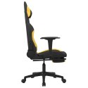 VidaXL Fotel gamingowy z podnóżkiem, czarno-żółty, tkanina